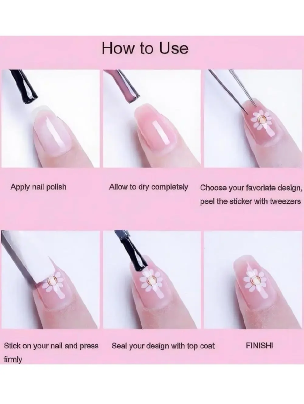 Floral Nail Art Stickers Decals 3D Self Adhesive Vintage Flower Leaf Nail Decor